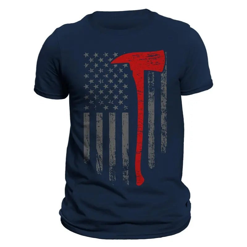 Firefighter Thin Red Line Flag With Axe 2.0 Men's T-Shirt Hoodie, Sweatshirt | ZylaModa.com