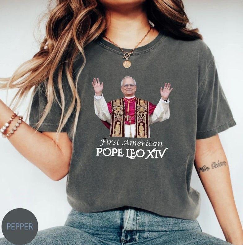 First American Pope T-Shirt, Religious Shirt, New Pope Shirt Hoodie, Sweatshirt | ZylaModa.com