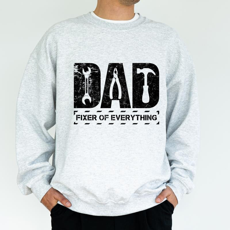 Fixer of Everything Sweatshirt for Dad, Mechanic Engineer Garage Dad Crewneck, I Fix Stuff Daddy Top, Birthday Gift for...