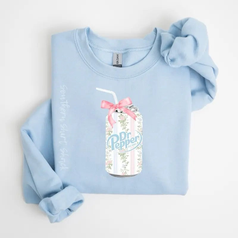 Floral Bow DrP Soda Sweatshirt , Preppy Soda sweatshirt , Floral sweatshirt T-Shirts, Hoodie | ZylaModa.com
