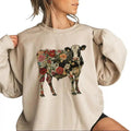 Floral Cow Retro Natural Unisex T-shirt Hoodie Funny Cow Sweatshirt Cotton Unisex | ZylaModa.com
