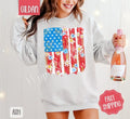 Floral Flag Sweatshirt, Cute Patriotic Sweater, Women's Crewneck, Gift for Her T-Shirts, Hoodie | ZylaModa.com