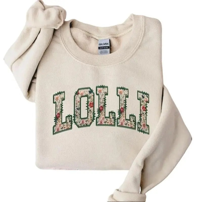 Floral Lolli Grandma Sweatshirt Crewneck, Christmas Gifts, Mothers Day Gift for Lolli Grandma T-Shirts, Hoodie | ZylaModa.com