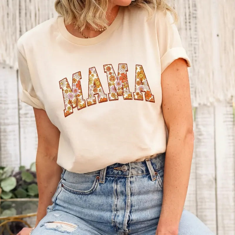 Floral Mama Shirt, Mom Shirt, Mother's Day Floral Shirt, Retro Mama T-shirt, Cute Mom Shirt, Mom Flower Sweatshirt Hoodie