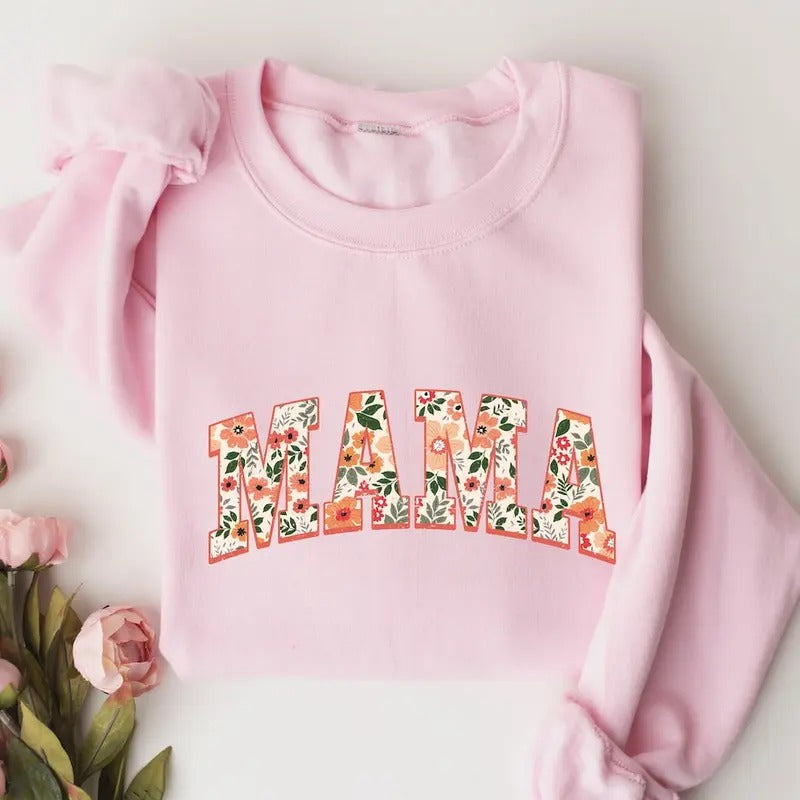 Floral Mama Sweatshirt and Hoodie, Cute Mom Sweatshirt, Mother's Day Gift, Mommy Shirt | ZylaModa.com