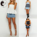 Women Summer Halter Neck Tops Solid Color/Floral Print Tie up Backless Shirts Sleeveless Vest for Streetwear Hoodie,...