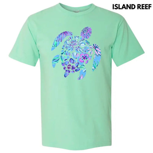*** Floral Sea Turtle Comfort Colors T-Shirt (Youth) 'NLB' Hoodie, Sweatshirt | ZylaModa.com