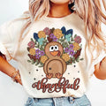 Floral Turkey Thanksgiving T-Shirt, Coquette Thankful Fall Pumpkin Sweatshirt, Hand Drawn Pumpkin Spice Holiday Clothing,...