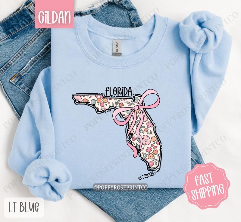 Florida Floral Sweatshirt, Cute Florida Sweatshirt, Florida State Sweatshirt T-Shirts, Hoodie | ZylaModa.com