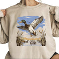 Flying Mallard Ducks Sweatshirt Mallard Duck Hunting Vintage Wetlands Wildlife Rustic Outdoor Waterfowl for T-Shirts...
