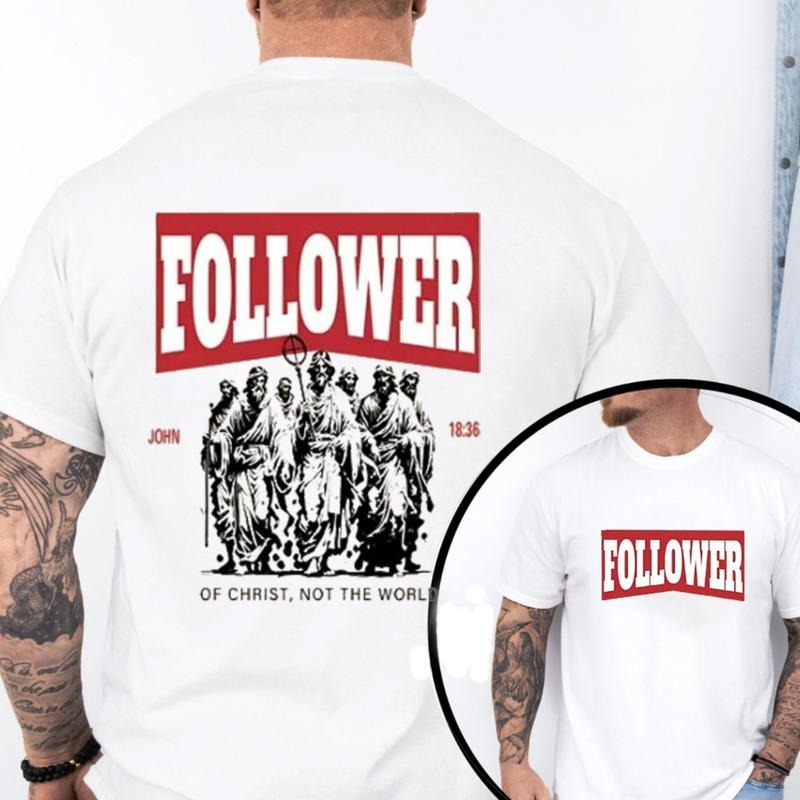 Follower of Christ, Not the World TShirt Pure Cotton Casual Street Style Crew Neck Short Sleeve T-Shirt Tops Trendy For...