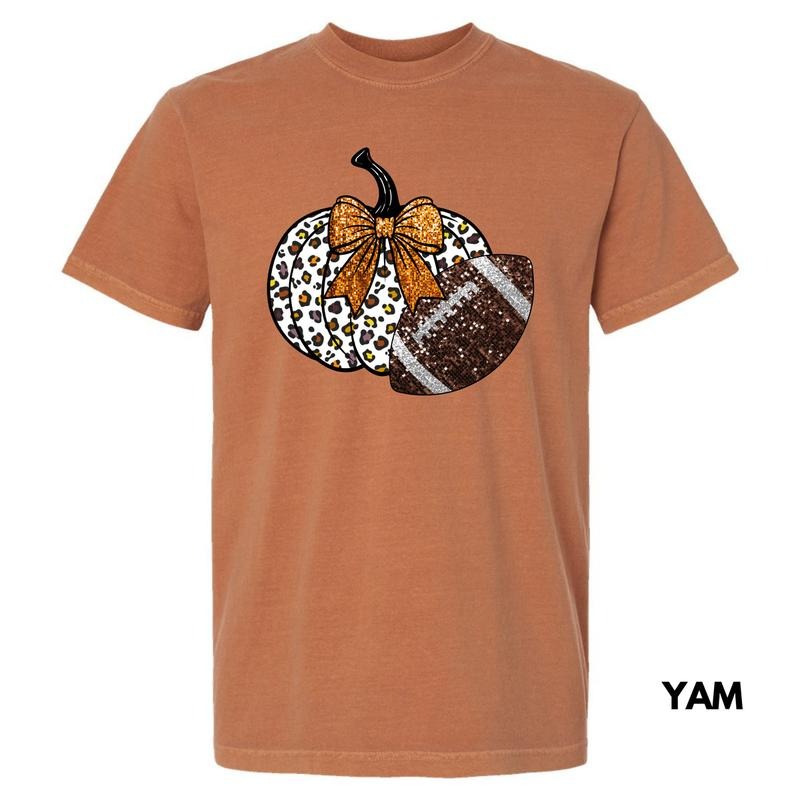 Football & Pumpkin FAKE Glitter Comfort Colors T-Shirt 'NLB' Hoodie, Sweatshirt | ZylaModa.com