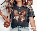 Football Bow Shirt, Womens Football Tee, Game Day Shirt, Womenswear Oversized Crewneck Hoodie, Sweatshirt | ZylaModa.com