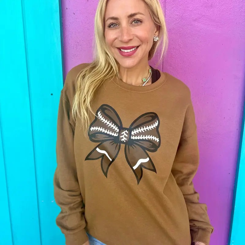 Football Brown Bow Sweatshirt T-Shirts, Hoodie | ZylaModa.com