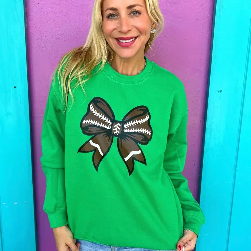 Football Green Bow Sweatshirt T-Shirts, Hoodie | ZylaModa.com
