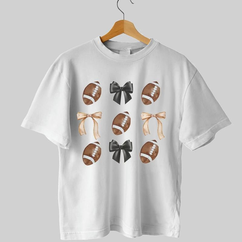 Football coquette bow Unisex T-shirt, social club tee, gift for football trendy. Classic Collar Hoodie, Sweatshirt