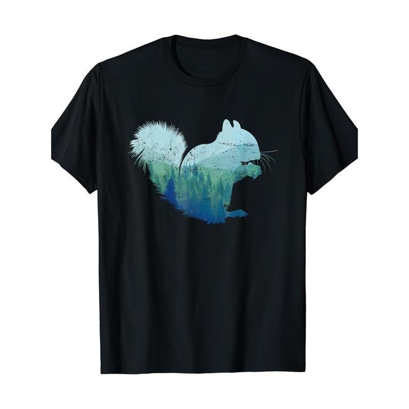 Forest Squirrel T-Shirt Casual Crew Neck T-Shirt Made in USA Hoodie, Sweatshirt | ZylaModa.com