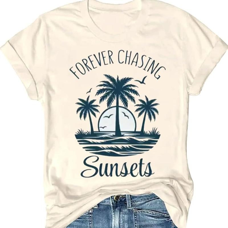 Forever Chasing Sunsets Tshirt Sunset Chaser Shirt Summer Funny Letter Graphic Tee Tops Fit Hoodie, Sweatshirt | ZylaModa.com