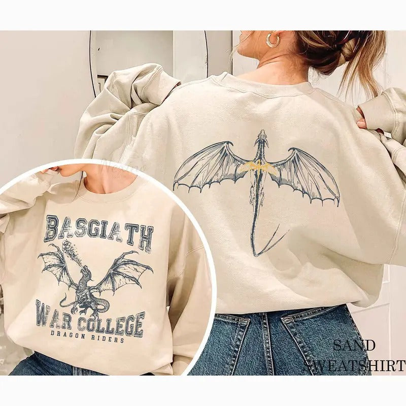 Fourth Wing Double-Sided Sweater, Basgiath War College Sweatshirt, Fourth Wing Shirt, Dragon Rider Shirt, Bookish Shirt,...