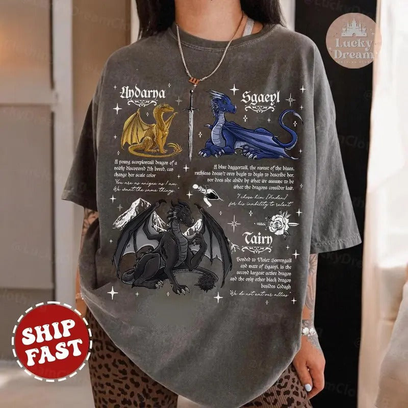 Fourth Wing Dragon  Shirt, Tairn & Andarna TShirt, Basgiath War College Tee, Dragon Rider Shirt, Bookish Gift for...