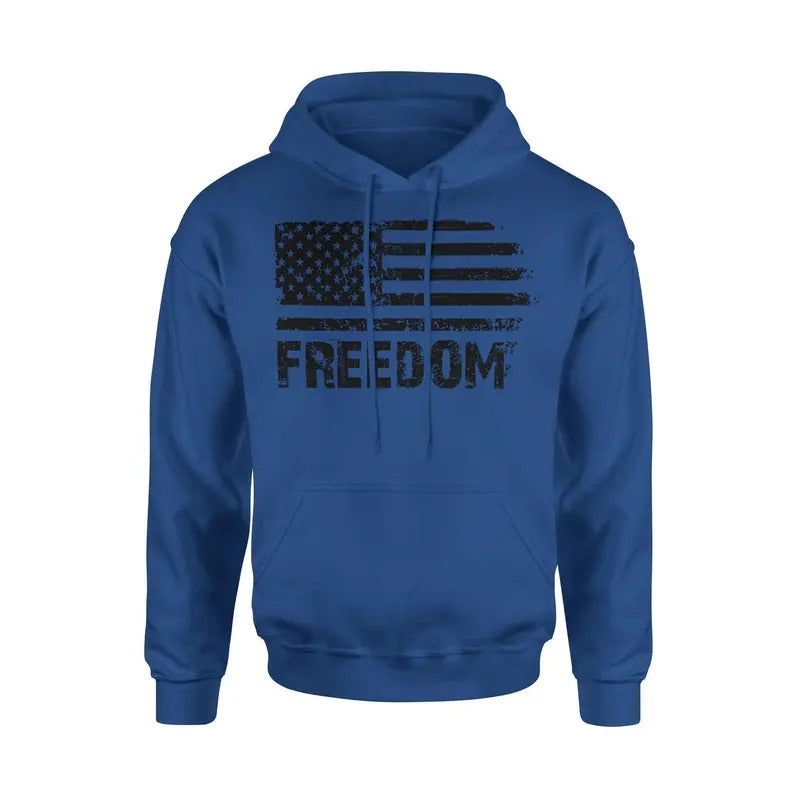Freedom American Flag Patriotic Hoodie Sweatshirt Cotton Fabric T-Shirts | ZylaModa.com