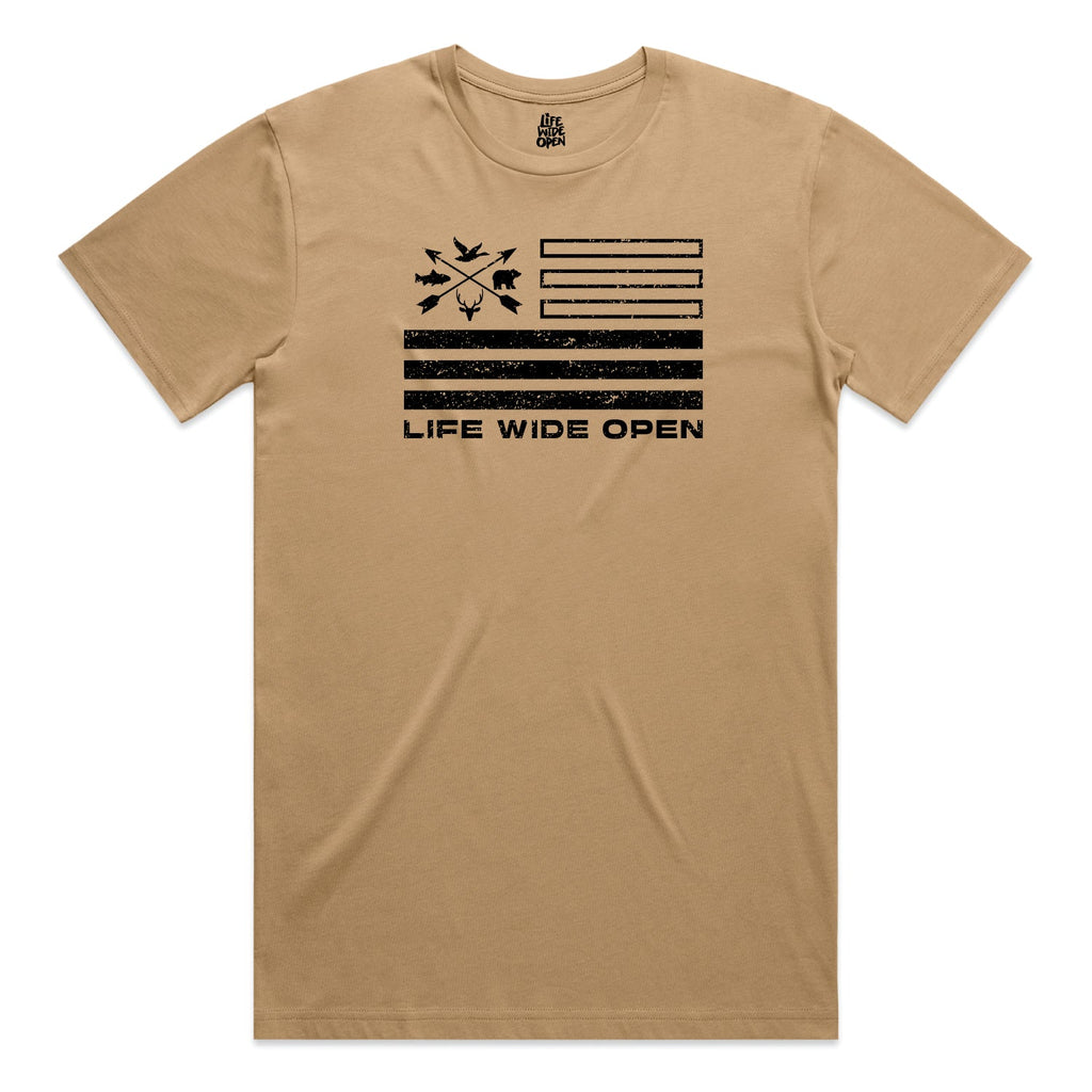 Freedom Outdoors Khaki Tee Hoodie, Sweatshirt | ZylaModa.com (Image 1)