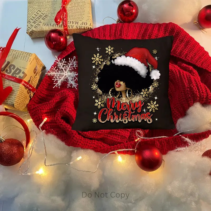 Merry Christmas Girl w/ Fro DTF Transfer ONLY - This is NOT a T Shirt Hoodie, Sweatshirt | ZylaModa.com