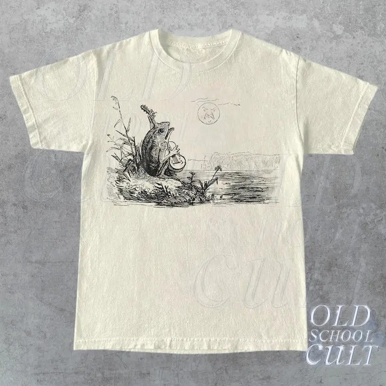 Frog Guitar 90s Retro Shirt, Vintage Frog 2000s Graphic T-Shirt, Cute Funny Toad Tee, Frog Lovers Unisex Cotton Tee,...