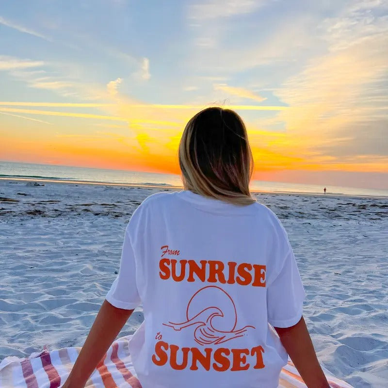 From Sunrise to Sunset Shirt, oversizzed beach shirt, Comfort Cotton Womenswear Fabric Top Oversized Underwear Women...