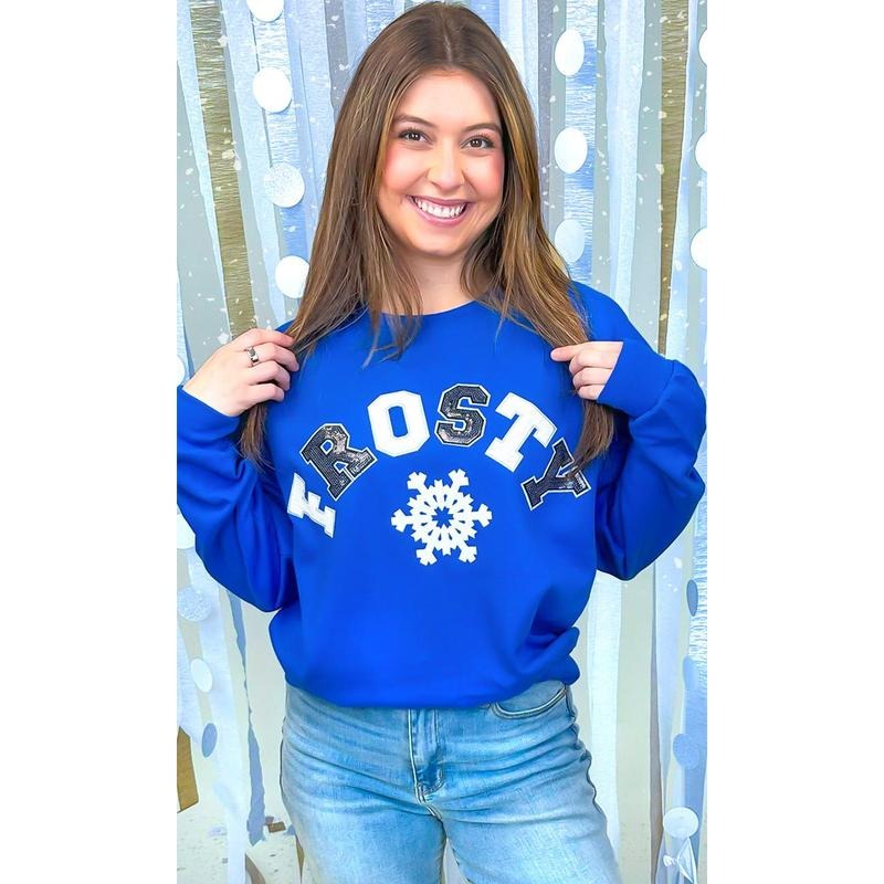 Frosty Sequin Christmas Graphic Sweatshirt T-Shirts, Hoodie | ZylaModa.com