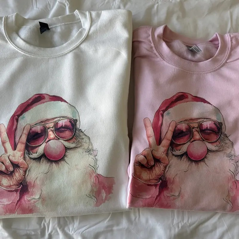Funky Santa Christmas Sweatshirt Santa Bubble Gum Sweatshirt Comfy Sweatshirt T-Shirts, Hoodie | ZylaModa.com