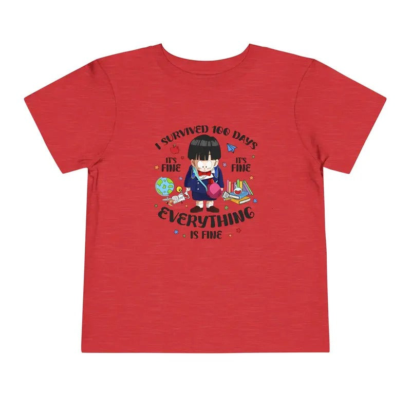 Funny 100th Day Tee, Everything Is Fine Graphic Tee, I Survived 100 Days Teacher Shirt, Back to School Humor Gift, Funny...