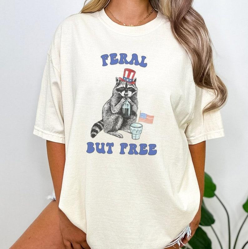Funny 4th Of July Tshirt, Graphic Raccoon Shirt, Independence Day T-Shirt, Patriotism Shirt, 1776 TShirt, Trendy American...