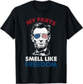 Funny 4th of July Shirts For Men, 4th Of July My Farts Smell Like Freedom Abraham Lincoln T-Shirt Menswear Top Casual...