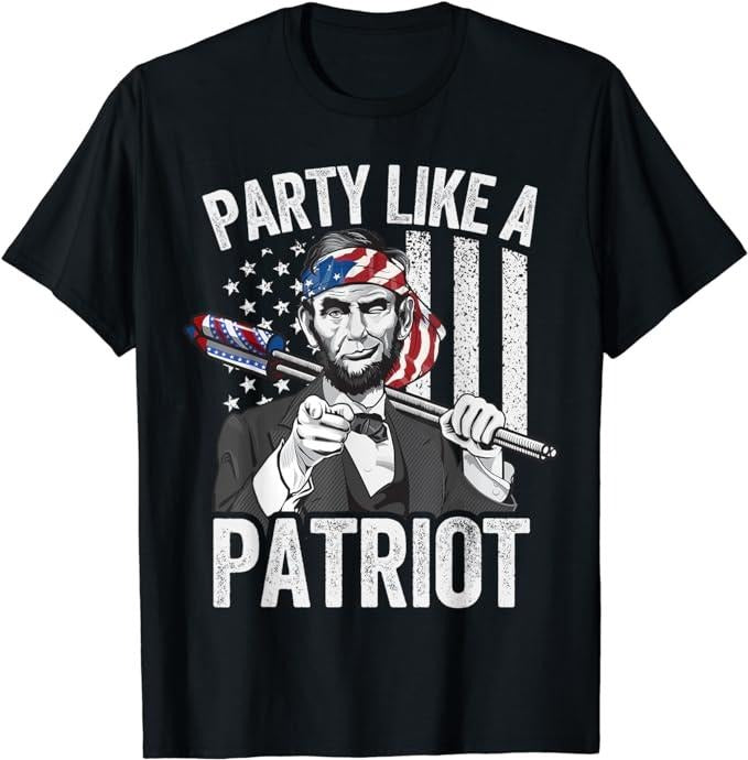 Funny 4th of July Shirts For Men, Abraham Lincoln 4th Of July Shirt Men American USA Flag T-Shirt Menswear Top Casual...