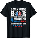 Funny 4th of July Shirts For Men, Funny 4th of July-Beer Loving Dad Drinking Gift Men USA Flag T-Shirt Menswear Top...