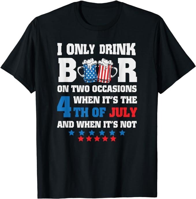 Funny 4th of July Shirts For Men, Funny 4th of July-Beer Loving Dad Drinking Gift Men USA Flag T-Shirt Menswear Top...
