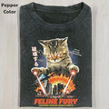 Funny Animal Vintage Graphic Tee, Cat Feline Fury T-Shirt, Animal Shirt, Unisex Meme Cringe Funny Shirt, Menswear...