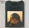 Funny Animal Vintage Graphic Tee, Pilot Cat T-Shirt, Cat Wars Animal Shirt, Unisex Meme Cringe Funny Shirt, Menswear...