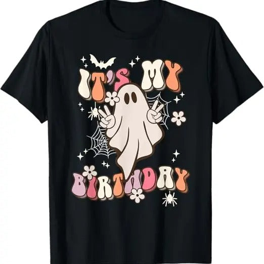 Funny Birthday Shirts, It's My Birthday Funny Groovy Spooky Hippie Halloween Girls T-Shirt