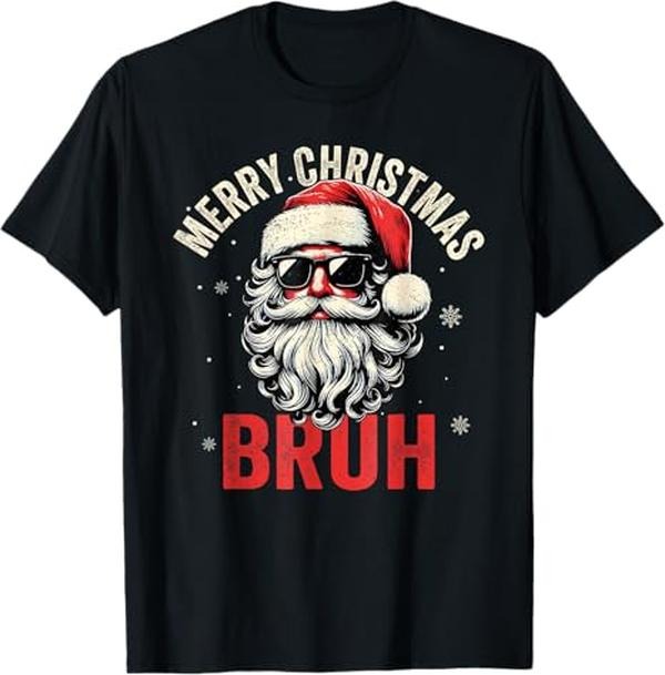 Funny Bruh Shirt, Merry Christmas Bruh Funny Santa Claus Groovy T-Shirt - Menswear Top Hoodie, Sweatshirt | ZylaModa.com
