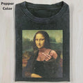Funny Character Vintage Graphic Tee, Mona Lisa Middle Finger T-Shirt, Unisex Meme Cringe Funny Shirt, Menswear Womenswear...