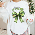 Funny Christmas Shirt, Coquette Bow Christmas TShirt, Merry Grinchmas, Comfort Colors Christmas, Holiday Party Outfit,...