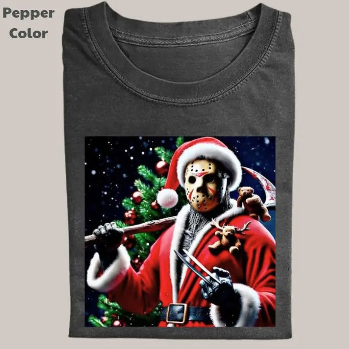 Funny Christmas Vintage Tee, Jason Voorhees T-Shirt, Movies Graphic Tee, Meme Cringe Funny Dumb Shirt, Menswear...