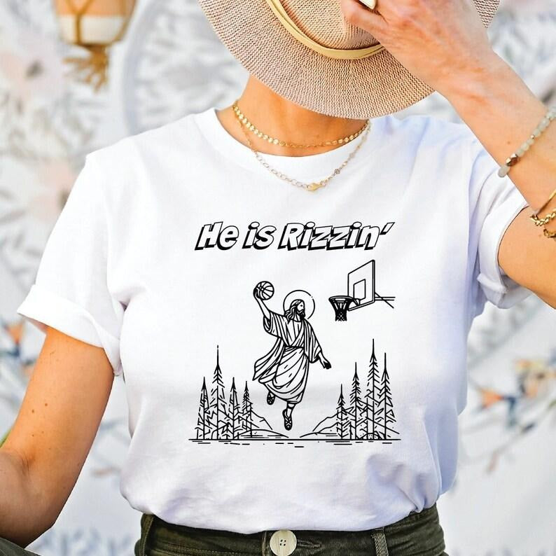 Funny Easter Basket Shirt, He is Risen, Jesus Playing Basketball, Retro Y2K Christian  T-shirt, sweater and Hoodie Sweatshirt