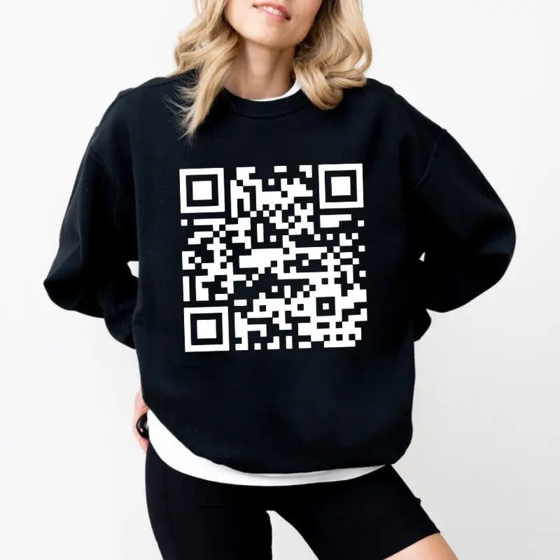 Funny FU QR Code Men's Sweatshirt, QR Code Sweatshirt, Gifts, Gift For Her, Gift For Him, Classic Fabric Top Clothing...