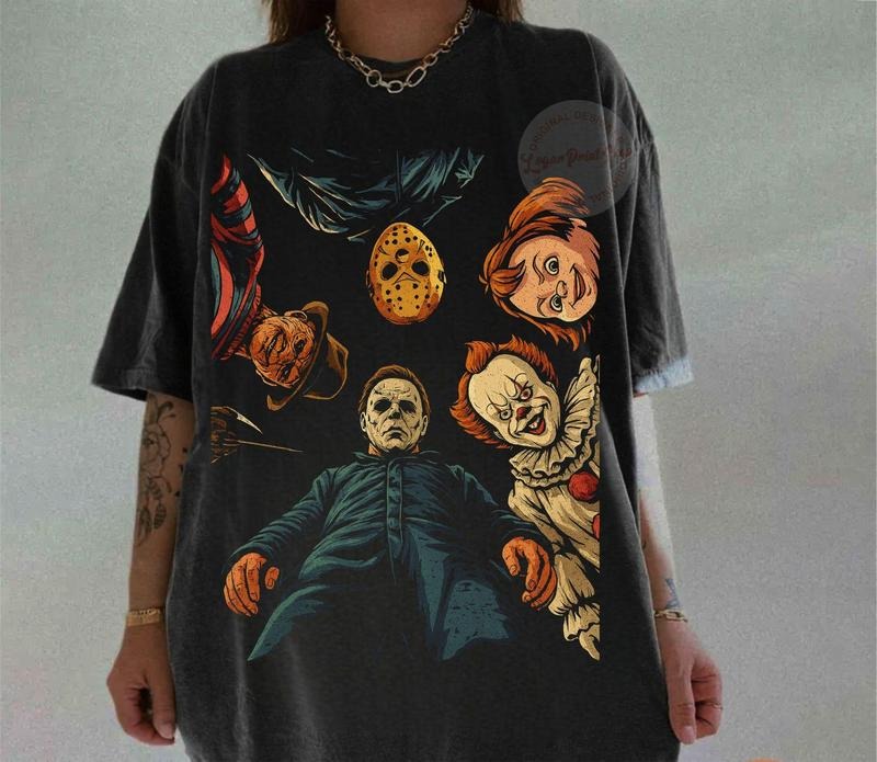 Funny Halloween Characters Face Shirt, Horror Movie Shirt, Scary Movie TShirt Hoodie, Sweatshirt | ZylaModa.com