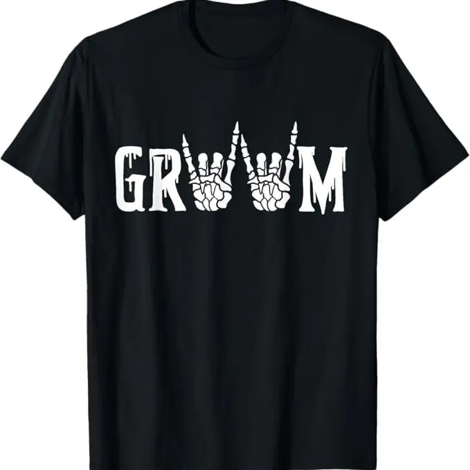 Funny Halloween Shirts For Men, Gothic Skeleton Groom Wedding Just Married Spooky Halloween T-Shirt Menswear