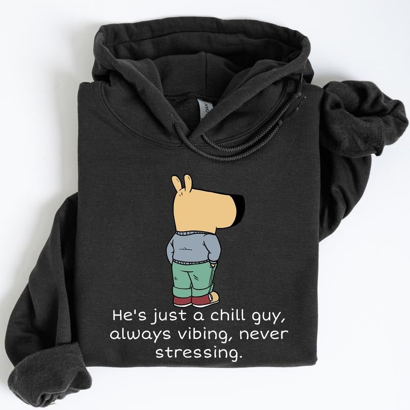 Funny Meme Dog Unisex Hoodie, He's Just A Chill Guy Graphic Hoodies, Positive Vibes Hoodie, Downtown Outfits, Christmas...