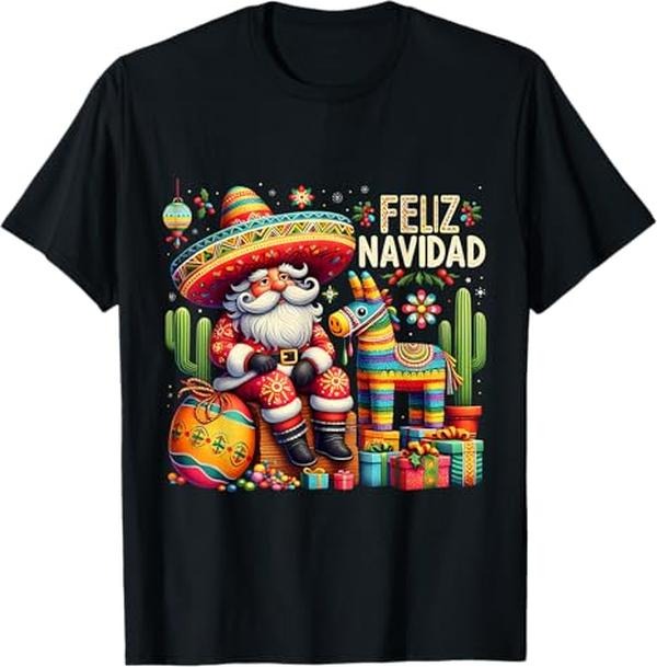 Funny Mexican Christmas Shirt, Christmas Gift, Feliz Navidad Mexican Funny Christmas Santa Festive Costume T-Shirt